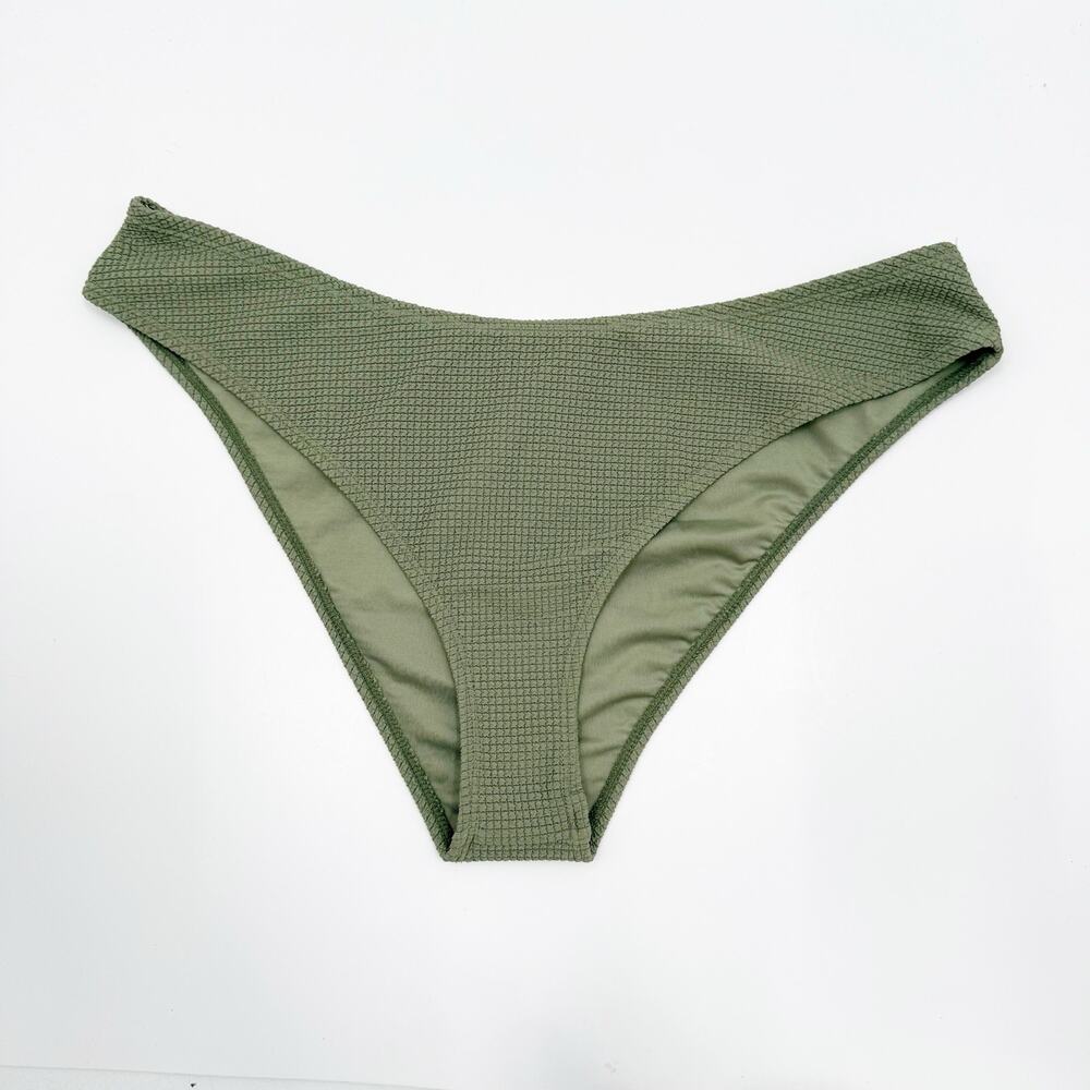 Roxy Bikini Bottom Size XL Olive Green NEW Textured High Leg Recycled Swim NWOT